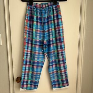 Plaid Cropped Pants - Multicolor